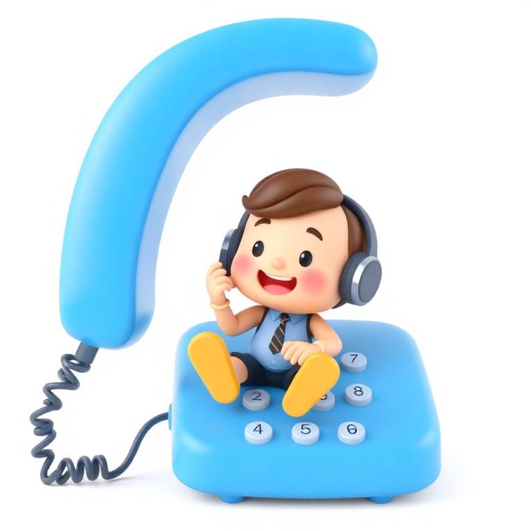 Illustrated support agent on a phone