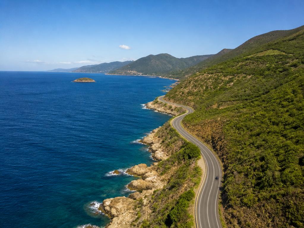 Scenic coastal road along the sea